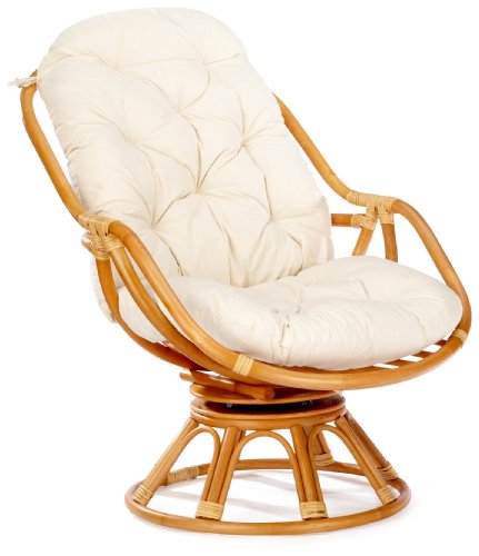 Hansen Korb 1281H Rattan-Drehsessel mit Polster, B 60 T 90 H 95 SH 50 cm, natur honig Preisvergleich