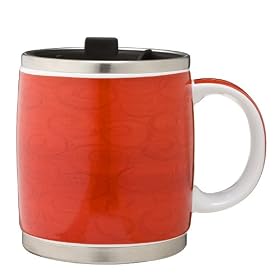 Ceramic & Stainless Steel Insulated Mug - Red Whirl