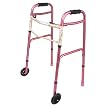 Mabis Healthcare Aluminum Folding Walker - Pink