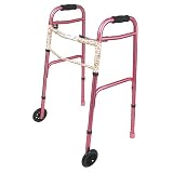 Mabis Healthcare Aluminum Folding Walker - Pink