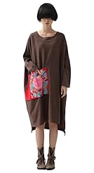 Plus Size Long Sleeves Embroidered Linen Spring  Dress