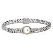 925 Silver & Mabe Pearl Bracelet with 18k Gold Accents- 7.5 IN