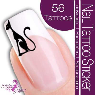 Nail Tattoo Sticker Katze - schwarz Preisvergleich