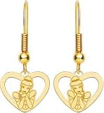 14K Gold Disney Princess Cinderella Heart Dangle Earrings
