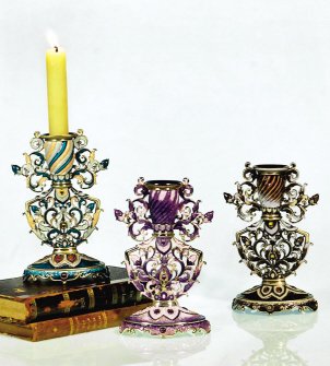 Lapis & Salmon Candlestick