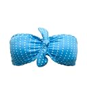 Ladies Sky Blue White Polka Dot Strapless Padded Bikini Style Tube Top Bra