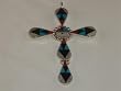 Sterling Silver Multi-Stone Cross Pendant - PD-0011