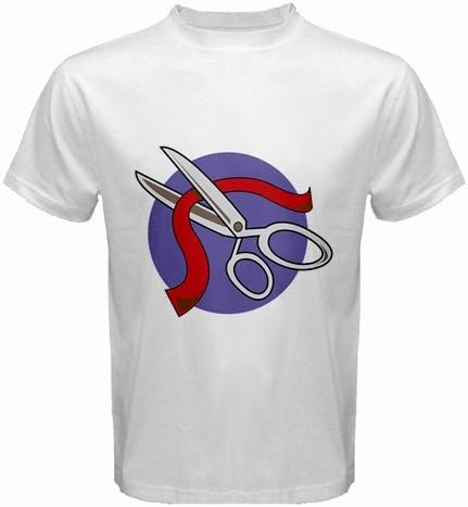 Men's Customized RIBBONS SCISSORS CUT CUTS CUTTING CEREMONY 100% Cotton White T-shirt