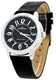 AK Anne Klein #10-8443BKBK Women's Black Leather Strap Analog Silver Dial Watch