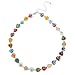 Hand-Blown Multi-Colored Glass Painted Heart Bead and Sterling Silver Bead Necklace, 16+3