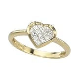 14K Yellow Gold 1/3 ct. Princess Cut Heart Diamond Ring