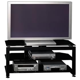 Bush Industries Video Base Collection VS74950-03 - Stand for flat panel - metal, tempered glass - high-gloss black - screen size: 60"