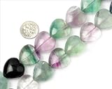 20mm heart shape gemstone fluorite beads strand 15"