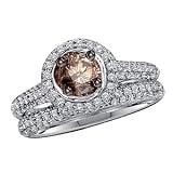 1 1/4 Carat Chocolate & White Diamond 14k White Gold Bridal Set Ring