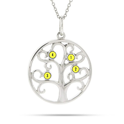 4 Stone Sparkling Crystal Family Tree Pendant