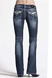 41BUXoGrVlL. SL160  Miss Me Jeans JW5188B3 DK 65B Boot cut, dark blue wash, button flap pockets with zebra, clear rhinestones, and studs.