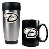 Arizona Diamondbacks Stainless Steel Travel Tumbler & Black Ceramic Mug Set - Primary Logo MLB Baseball