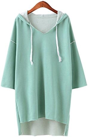Cute Club Women's Solid Pullover Crew Neck Loose Casual Cropped Sweatshirts Green