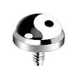 Surgical Steel Internally Threaded Yin Yang Logo Dermal Anchor Top