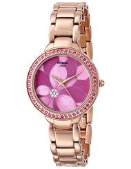 Armitron Womens 75/5184PMRG Swarovski Crystal Accented Pink Flower Dial Rose Gold-Tone Bracelet Watch