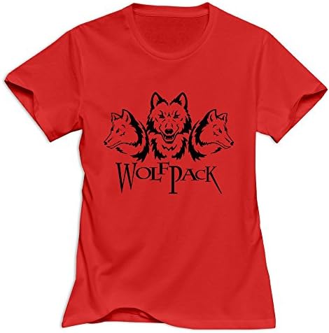 GIYW Women's Gray Wolf T-Shirt Red US Size S,100% Cotton