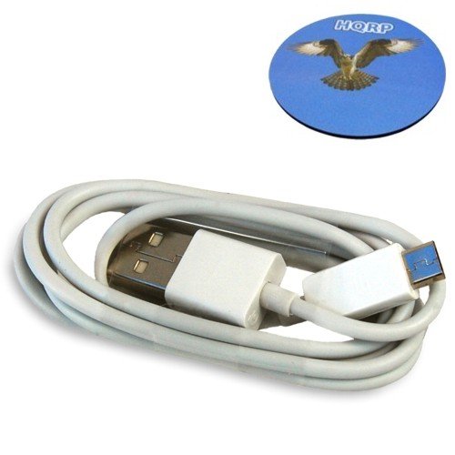 HQRP USB to micro USB Cable (White) for Acer Iconia W510-1674 / W510-1837 / W510-1849 Tablet plus HQRP Coaster