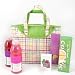 Springtime Green and Pastel Plaid Insulated Cooler Tote with Gourmet Sweets