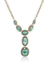 Napier Gold-Tone Green Y-Shaped Necklace, 19"