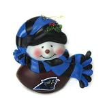 2 NFL Carolina Panthers Musical Light-up Snowman Christmas Ornaments 2.75"
