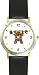 Cartoon Weight Lifting Grizzly Bear or Brown Bear Animal - WATCHBUDDY&Acirc;&reg; DELUXE TWO-TONE THEME WATCH - Arabic Numbers - Black Leather Strap-Size-Large ( Men's Size or Jumbo Women's Size )