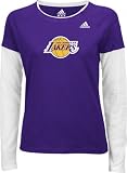 Los Angeles Lakers adidas Women's Primary Logo Long Sleeve Layered Tissue Tee