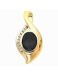 18K Yellow Gold Oval Cut Onyx Pendant -- LIFETIME WARRANTY