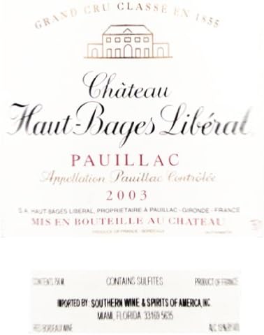 2003 Chateau Haut Bages Liberal 750 mL