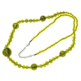 Emerald Green Baked Glass Ball Beaded Long Collar Necklace