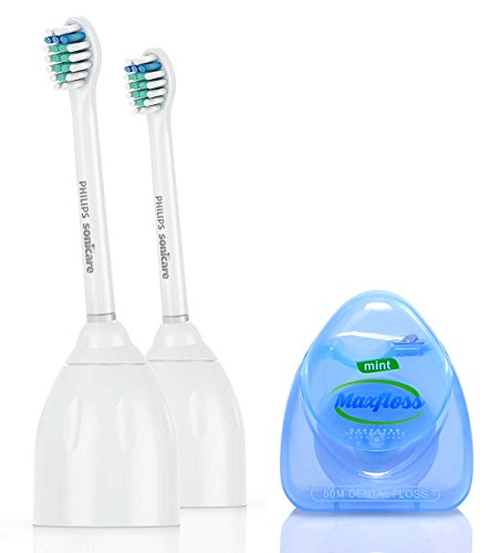 Value Pack: Philips Sonicare HX7012 Eseries Toothbrush Head Compact 2 Pack, and Maxfloss Dental Floss