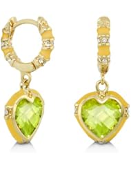 Lauren G Adams Girls Gold CZ Heart Dangle Earrings with Enamel