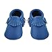 Sayoyo Baby Blue Tassels Soft Sole Leather Infant Toddler Prewalker Shoes (0-6 months, Blue)