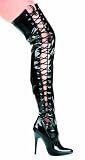 5 Inch Heel Thigh High Stretch Boot Women'S Size Shoe With Side Laces