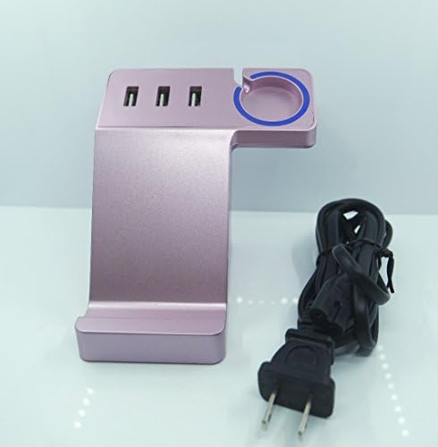 "RNAi" Apple Watch and Phone Stand and High Performance Fast Charger with 3 USB Charging Ports (Pink RNAI-807-L02)
