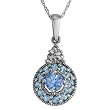 10k White Gold Round Light Blue Topaz & Round Coated Myst Time Topaz w/ Round Diamond Pendant (0.01