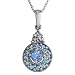 10k White Gold Round Light Blue Topaz & Round Coated Myst Time Topaz w/ Round Diamond Pendant (0.01 cttw, I-J Color, I3 Clarity), 18''