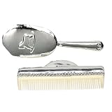 Elegant Baby Rocking Horse Comb and Brush Set - Silver Plated