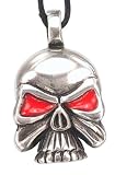 Red Eyes Skull Bone Pewter Pendant Necklace