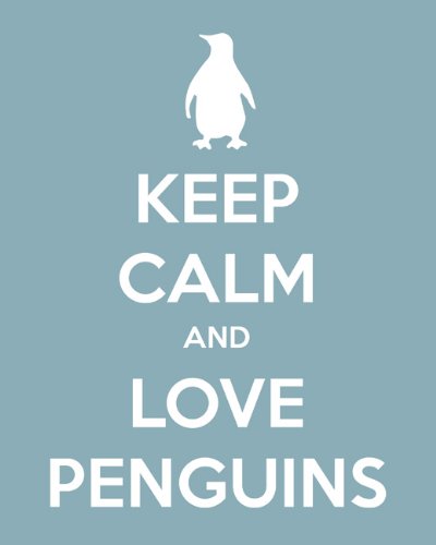 Keep Calm and Love Penguins, premium art print (light blue)