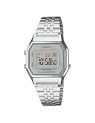 Casio Ladies Mid-Size Silver Tone Digital Retro Watch LA-680WA-7DF