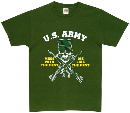 Cover image : U.S. Army - Mess with the Best - Olive One-Sided Military Logo T-Shirt / Tee