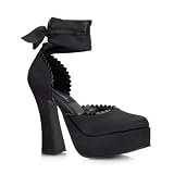 5 Inch Sexy D'orsay Shoe With Ankle Wrap Chunky Heel Platform Shoe Black Satin