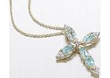 Search : Signature Diamond Accent Blue Topaz Cross 18K GOLD OVER STERLING