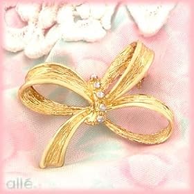 14K Yellow Gold Diamond Cut Ribbon Pin by alle Fine Jewelry