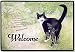 Chesterton Black and White Welcome Tuxedo Cat Doormat Rug